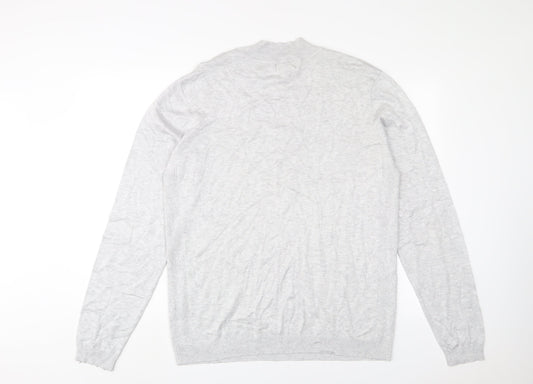 River Island Mens Grey Round Neck Viscose Pullover Jumper Size XL Long Sleeve