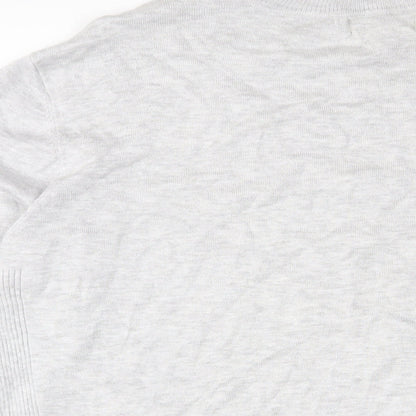 River Island Mens Grey Round Neck Viscose Pullover Jumper Size XL Long Sleeve