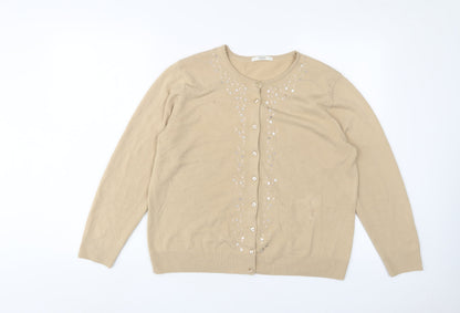 Womens UK Size 18 Marks and Spencer Beige Cardigan Jumper