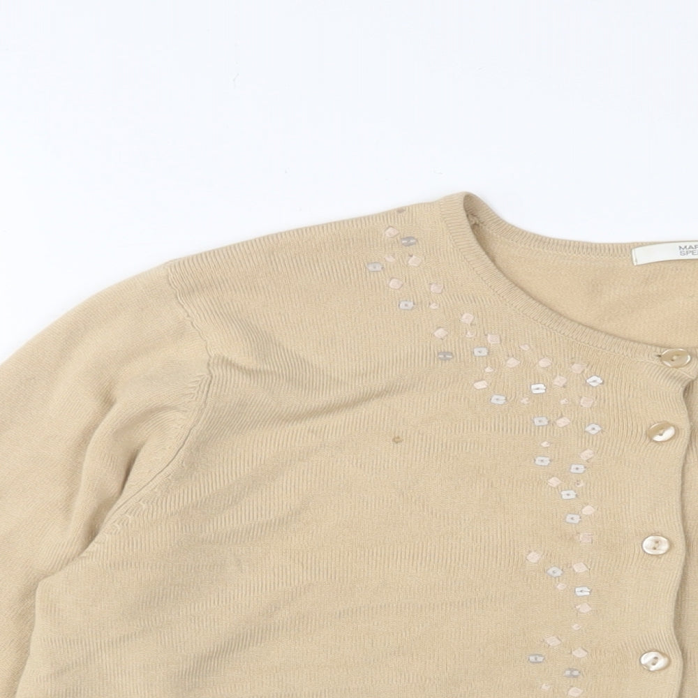 Womens UK Size 18 Marks and Spencer Beige Cardigan Jumper