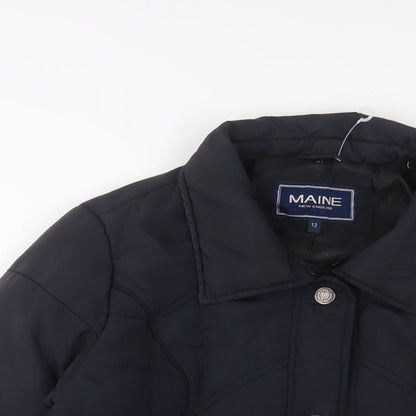 Womens UK Size 12 Maine Blue Quilted Coat