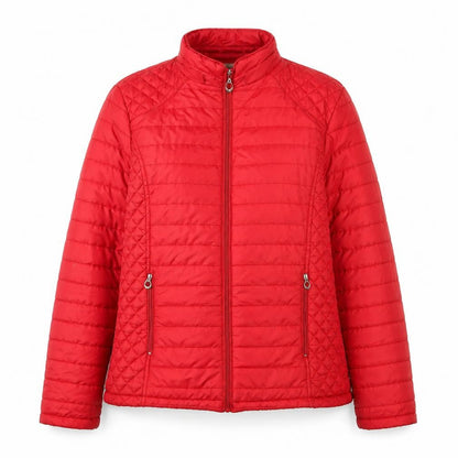 Shenpai Womens Red Quilted Jacket Size L Zip - Zip Pockets