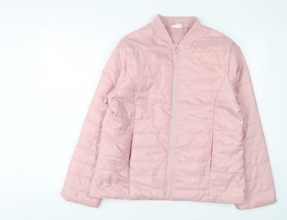 Laura De Seine Womens Pink Quilted Jacket Size 14 Zip
