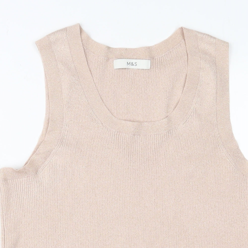 Womens UK Size 14 Marks and Spencer Beige Basic Tank