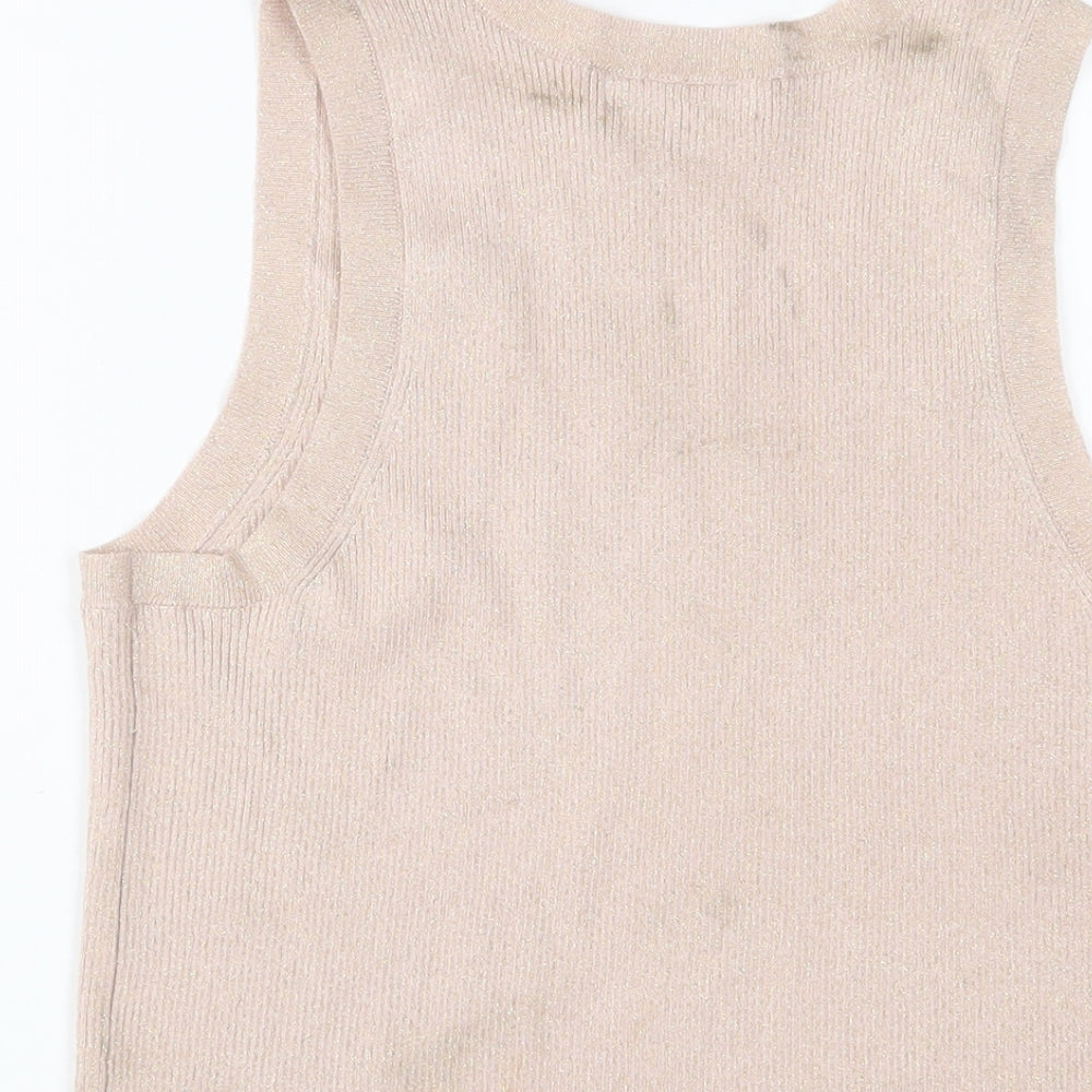 Womens UK Size 14 Marks and Spencer Beige Basic Tank