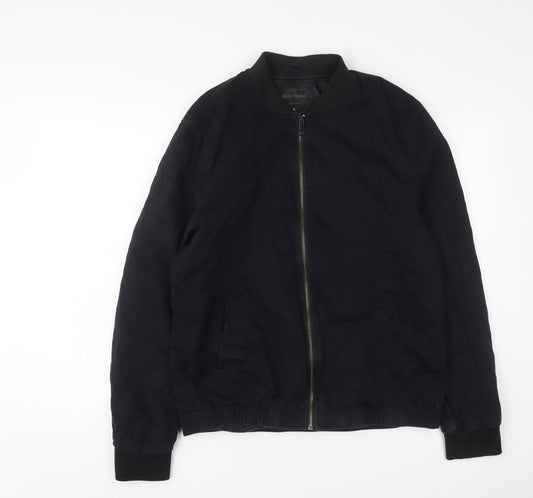 Mens UK Size XL River Island Black Bomber Jacket