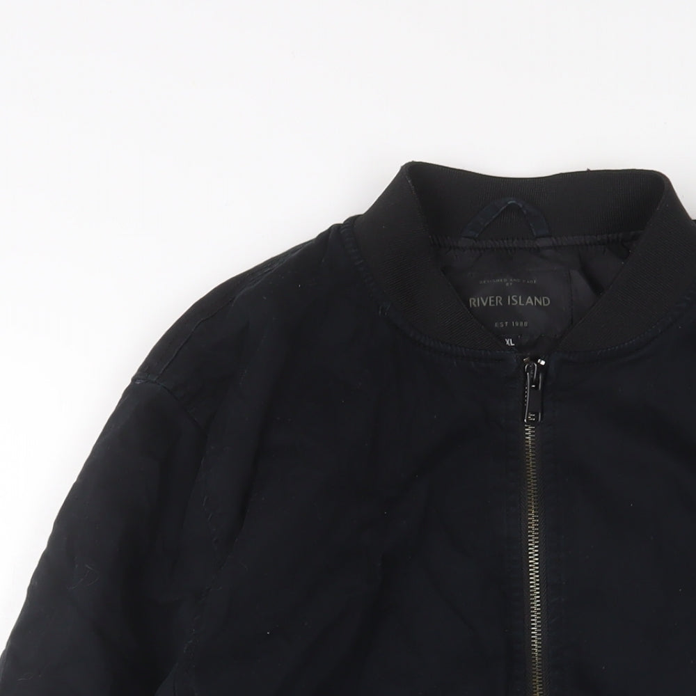 Mens UK Size XL River Island Black Bomber Jacket