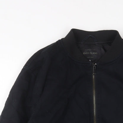 Mens UK Size XL River Island Black Bomber Jacket