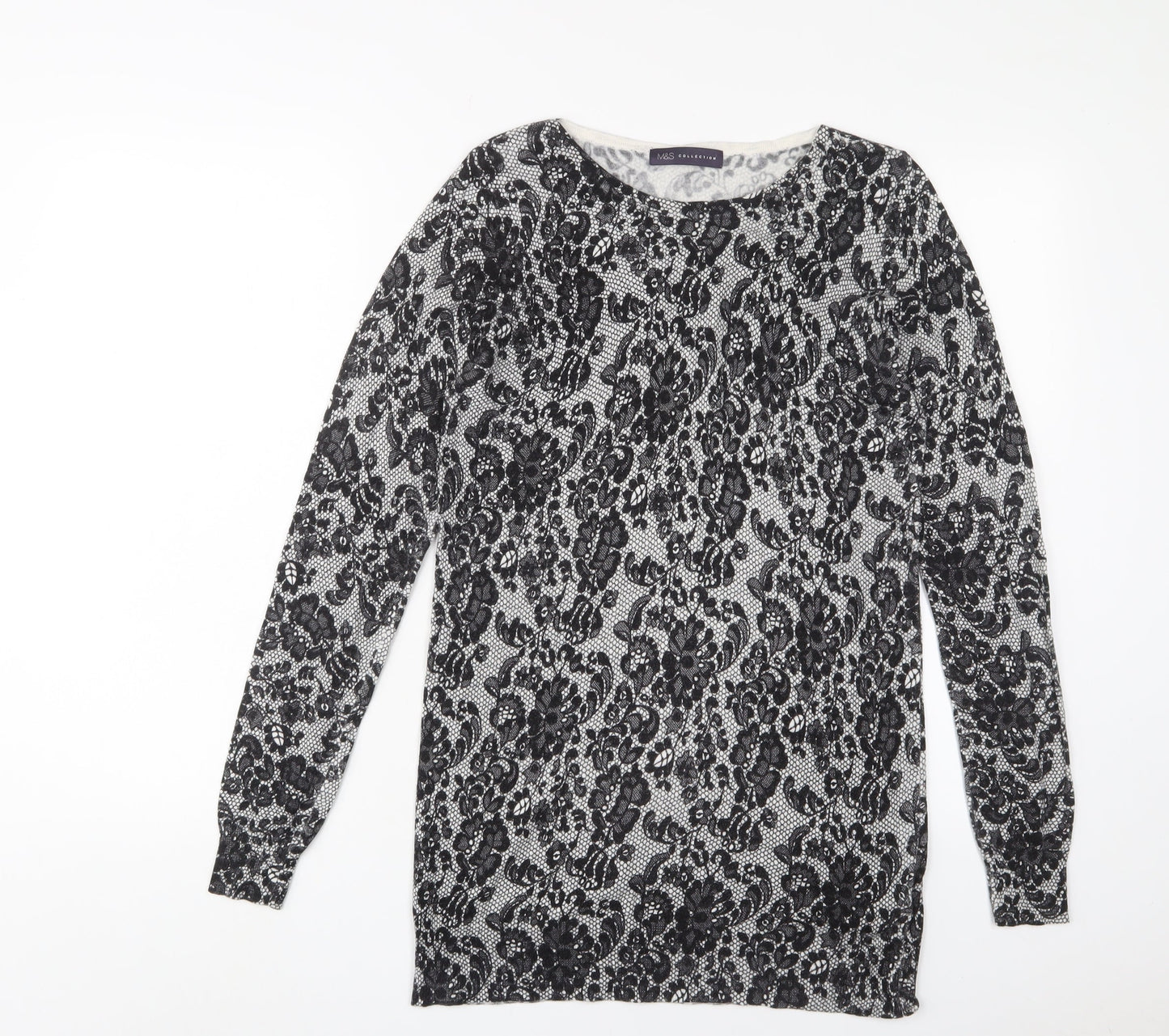 Womens UK Size 10 Marks and Spencer Black Tunic Jumper