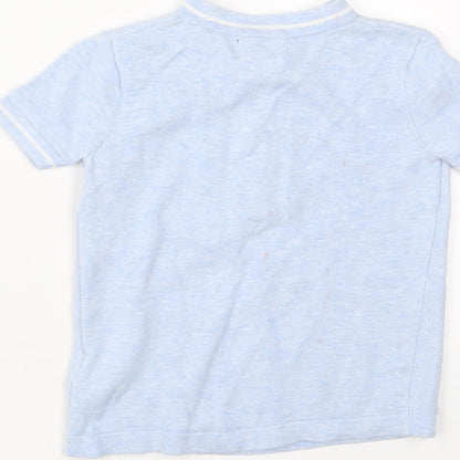 NEXT Boys Blue Cotton Basic T-Shirt Size 3 Years Crew Neck Zip