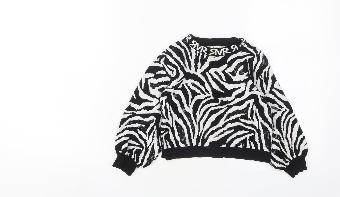 River Island Girls White Crew Neck Animal Print Viscose Pullover Jumper Size 2-3 Years Pullover - Sequins