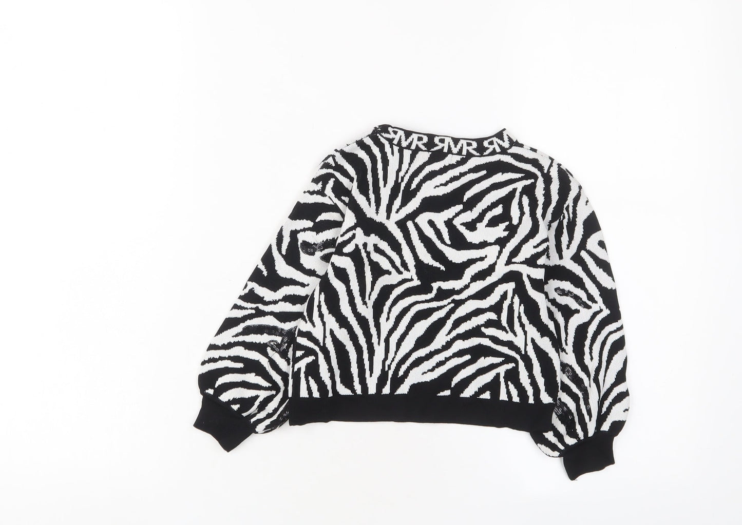 River Island Girls White Crew Neck Animal Print Viscose Pullover Jumper Size 2-3 Years Pullover - Sequins
