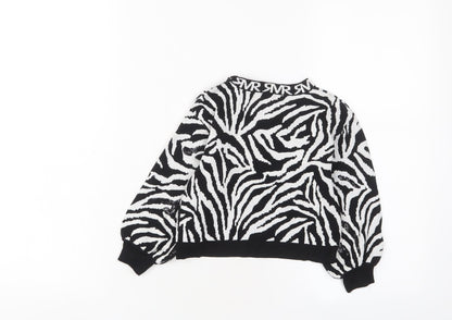 River Island Girls White Crew Neck Animal Print Viscose Pullover Jumper Size 2-3 Years Pullover - Sequins