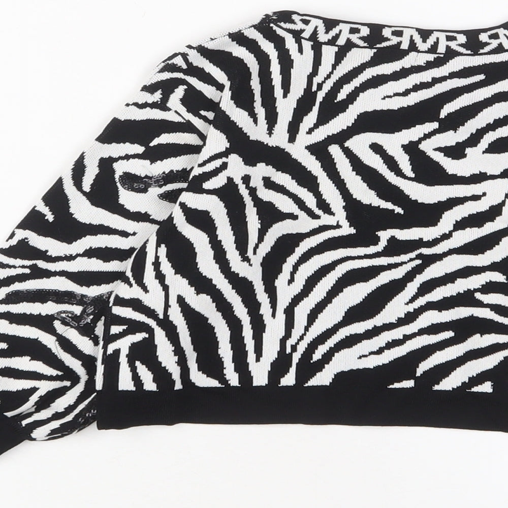 River Island Girls White Crew Neck Animal Print Viscose Pullover Jumper Size 2-3 Years Pullover - Sequins