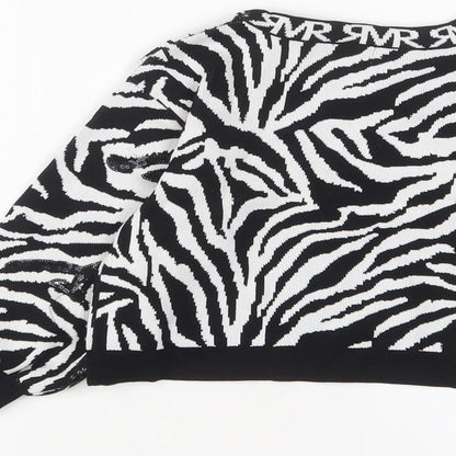 River Island Girls White Crew Neck Animal Print Viscose Pullover Jumper Size 2-3 Years Pullover - Sequins