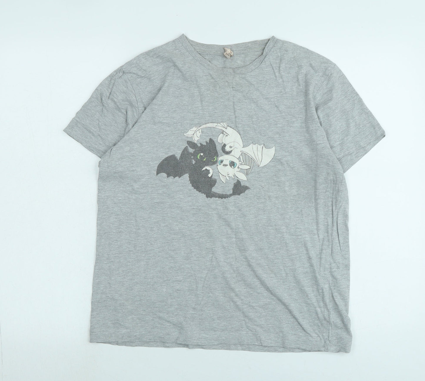 Live and tell Womens Grey Cotton Basic T-Shirt Size L Crew Neck - Logo