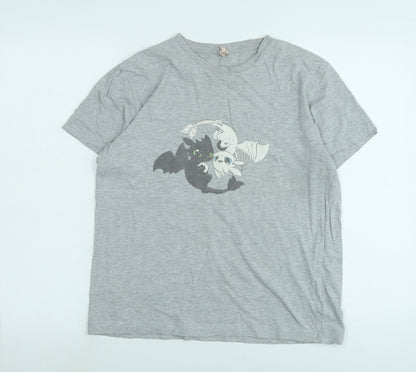 Live and tell Womens Grey Cotton Basic T-Shirt Size L Crew Neck - Logo