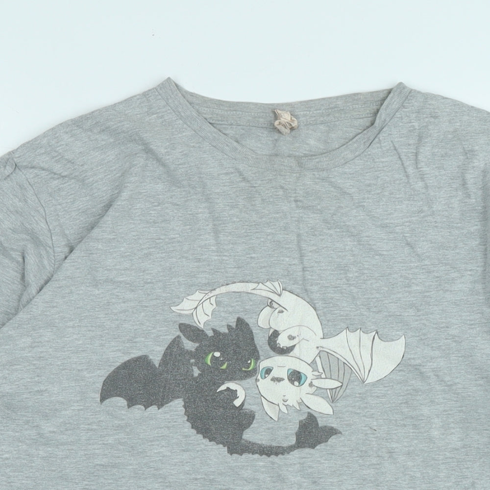 Live and tell Womens Grey Cotton Basic T-Shirt Size L Crew Neck - Logo