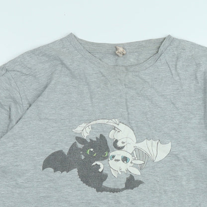 Live and tell Womens Grey Cotton Basic T-Shirt Size L Crew Neck - Logo