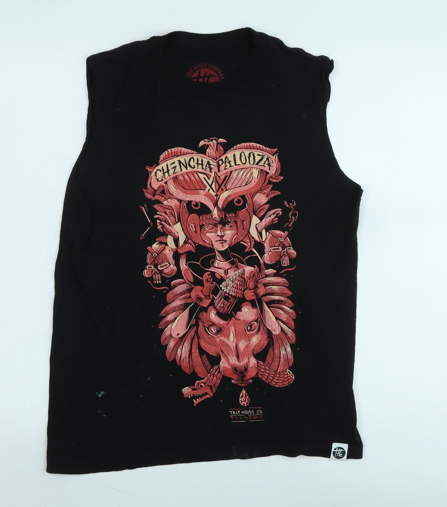 Trip house company Mens Black Cotton T-Shirt Size S Crew Neck - Logo -CHENCHA PALOOZA
