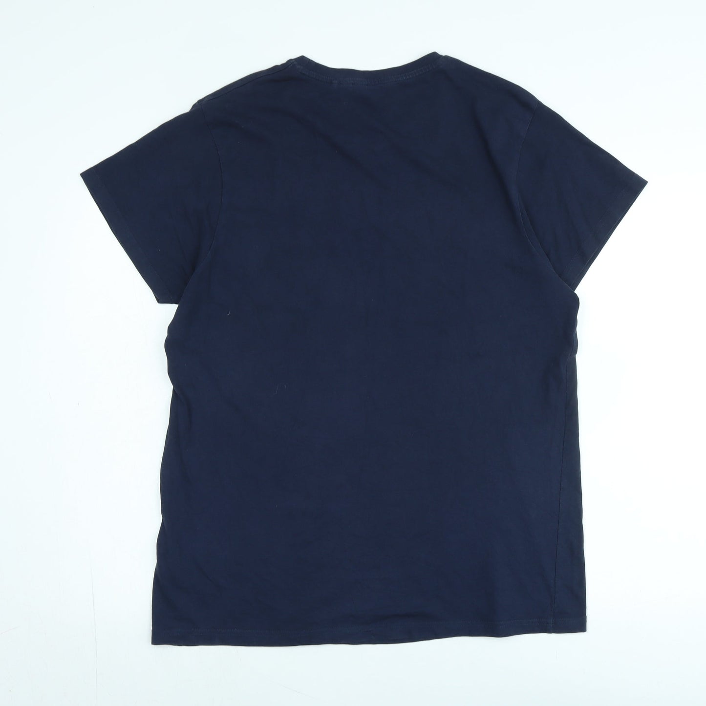 Lee Cooper Mens Blue Cotton T-Shirt Size L Crew Neck - Logo