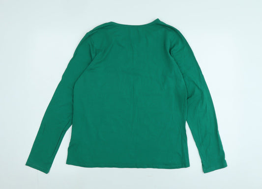 Lands' End Womens Green Cotton Jersey T-Shirt Size S Crew Neck - Logo