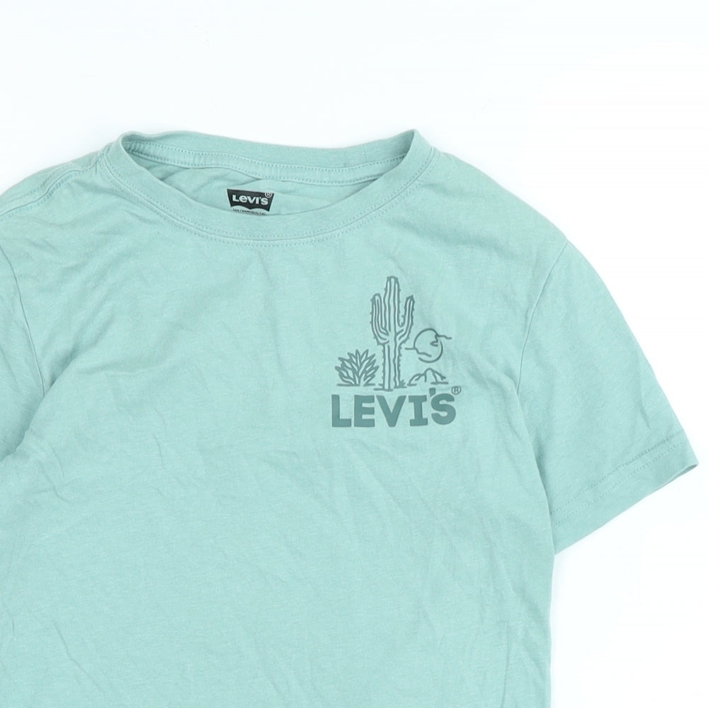 Levi's Boys Green Cotton Basic T-Shirt Size 10-11 Years Crew Neck - Logo - Cacti Club