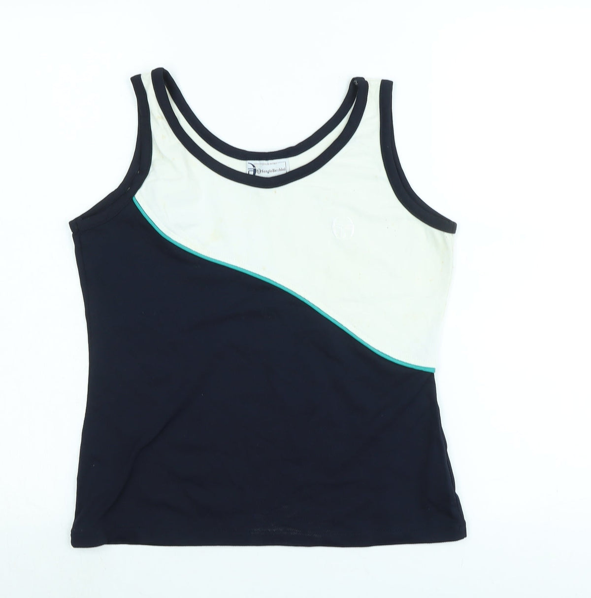 Sergio Tacchini Womens Blue Polyester Basic Tank Size L Scoop Neck - Logo