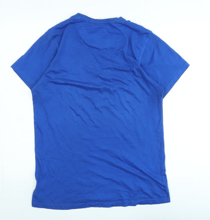 Lee Cooper Mens Blue Cotton T-Shirt Size S Crew Neck - Logo