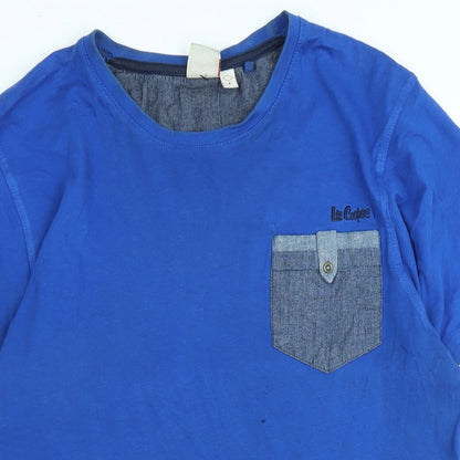 Lee Cooper Mens Blue Cotton T-Shirt Size S Crew Neck - Logo