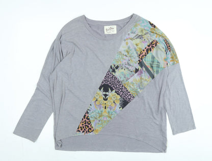 A Postcard From Brighton Womens Multicoloured Floral Cotton Tunic T-Shirt Size XL Scoop Neck - Logo