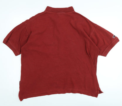 Donnay Mens Red Cotton Polo Size M Collared - Logo