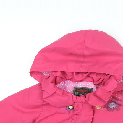 Catimini Girls Pink Floral Jacket Coat Size 2 Years Zip