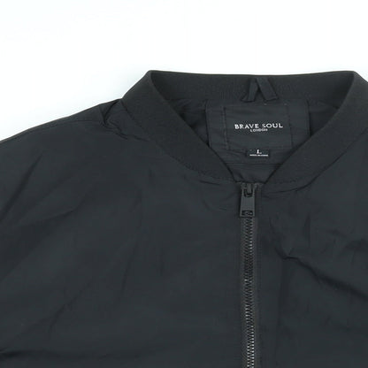 Mens UK Size L Brave Soul Black Bomber Jacket