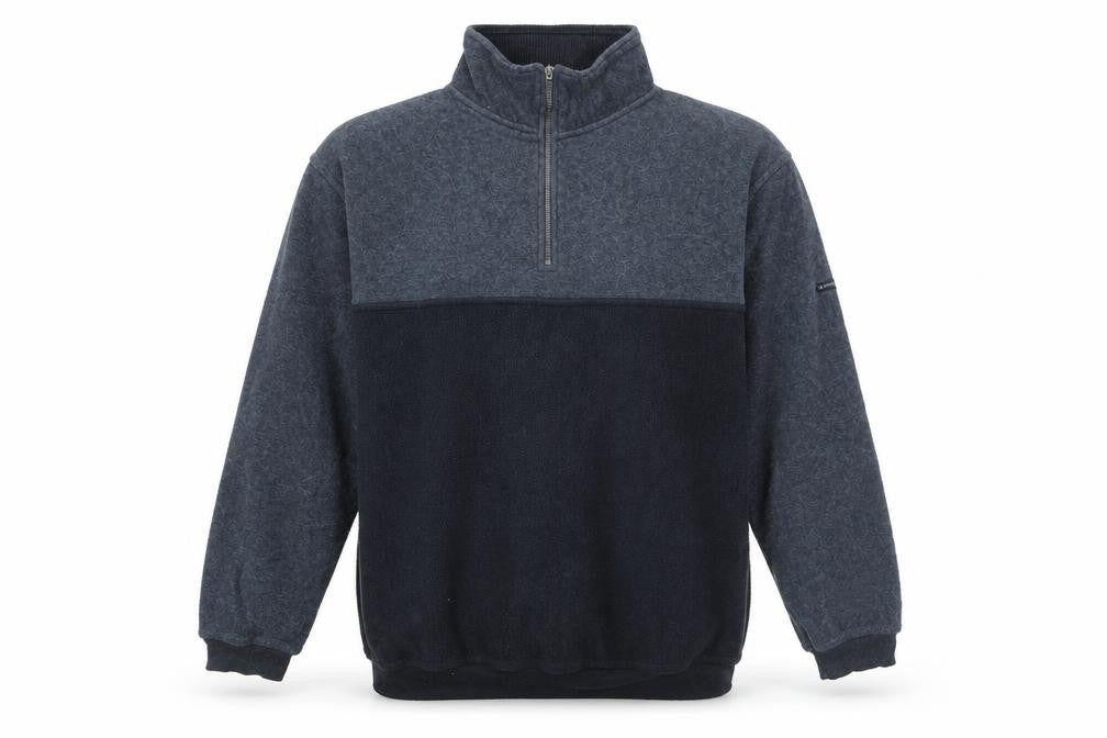 Front view of CANDA men’s blue polyester pullover sweatshirt, size M