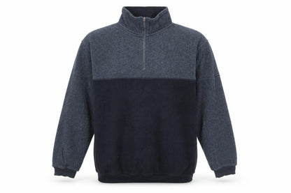 Front view of CANDA men’s blue polyester pullover sweatshirt, size M