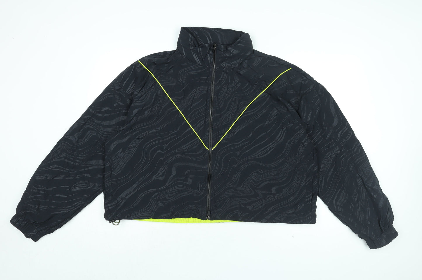 Fabletics Womens Black Geometric Jacket Coat Size XL Zip