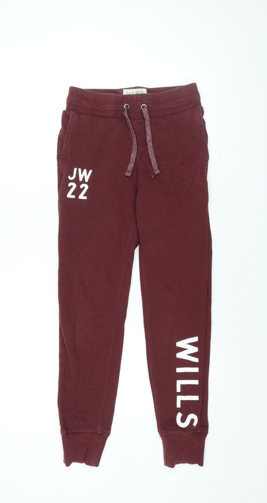 Jack Wills Womens Red Cotton Jogger Trousers Size 6 L28 in Regular Drawstring - Jack Wills Logo