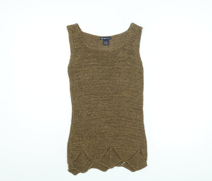 Bisou Jeans Womens Brown Acrylic Basic T-Shirt Size S Round Neck