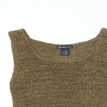 Bisou Jeans Womens Brown Acrylic Basic T-Shirt Size S Round Neck