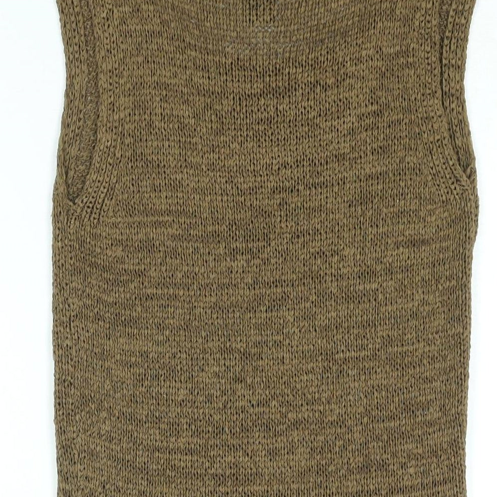 Bisou Jeans Womens Brown Acrylic Basic T-Shirt Size S Round Neck