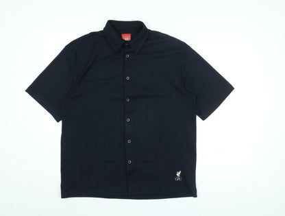 Liverpool FC Mens Blue Cotton Button-Up Size M Collared Button