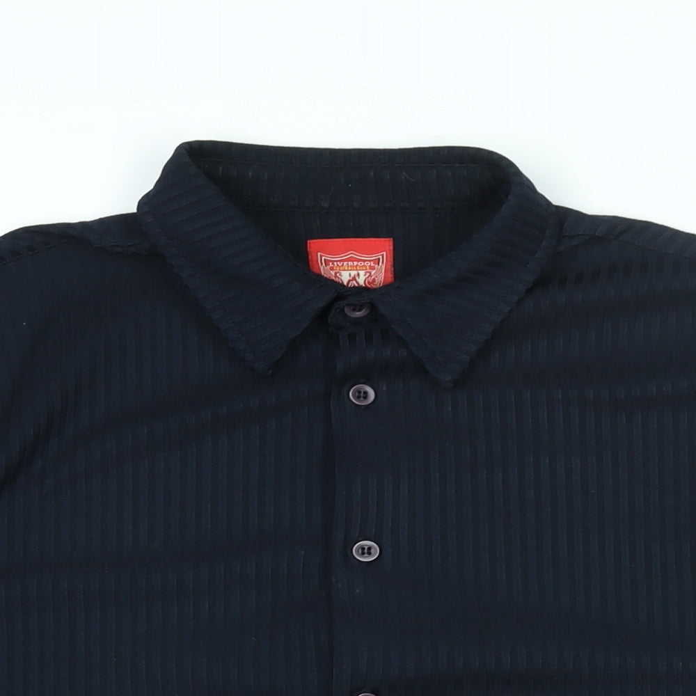 Liverpool FC Mens Blue Cotton Button-Up Size M Collared Button