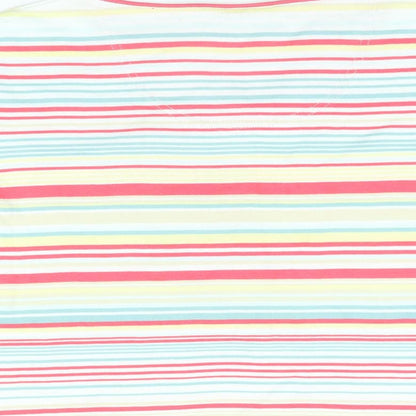 Maine Womens Multicoloured Striped Cotton Basic T-Shirt Size 14 Round Neck - Floral Embroidery