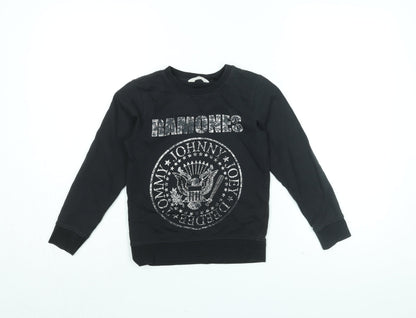 Ramones Boys Black Cotton Pullover Sweatshirt Size 7-8 Years Pullover - Ramones Logo