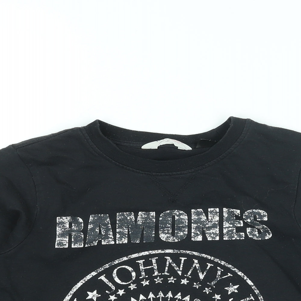 Ramones Boys Black Cotton Pullover Sweatshirt Size 7-8 Years Pullover - Ramones Logo