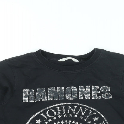 Ramones Boys Black Cotton Pullover Sweatshirt Size 7-8 Years Pullover - Ramones Logo