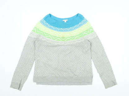 Gap Womens Grey Round Neck Polka Dot Cotton Pullover Jumper Size M