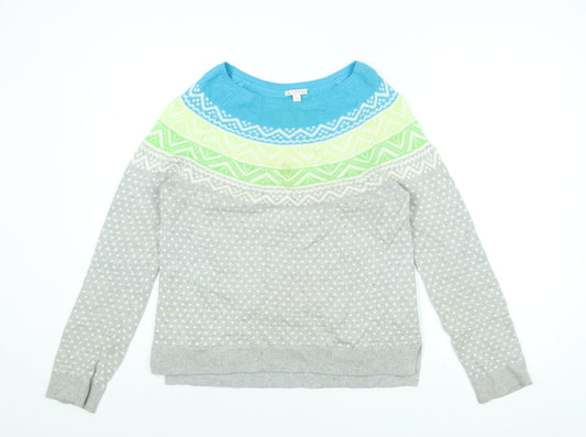 Gap Womens Grey Round Neck Polka Dot Cotton Pullover Jumper Size M