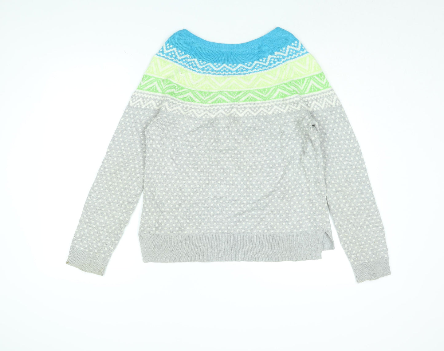 Gap Womens Grey Round Neck Polka Dot Cotton Pullover Jumper Size M